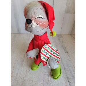 Annalee mouse red Santa hat Xmas plush unique Xmas home vintage decor